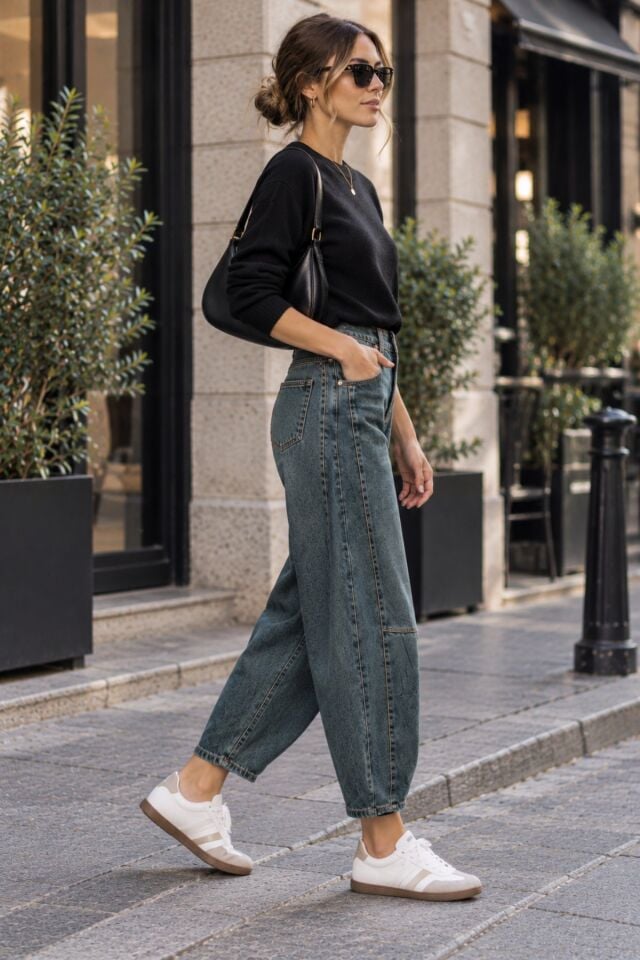 Kadın Soluk Lacivert Eskitme Yıkamalı %100 Pamuk Balon Kot Pantolon Jeans