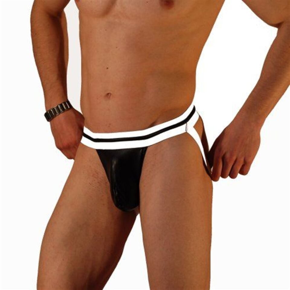 Erkek Siyah Biyeli Jockstrap Fantezi İç Çamaşırı
