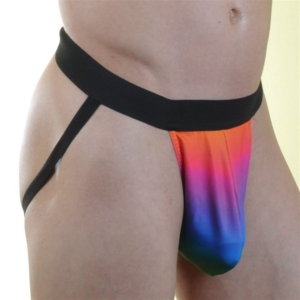 Erkek Renkli Gökkuşağı Jockstrap Fantezi İç Çamaşırı