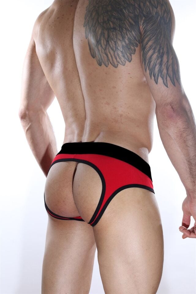 Erkek Kırmızı Biyeli Jockstrap Fantezi İç Çamaşırı
