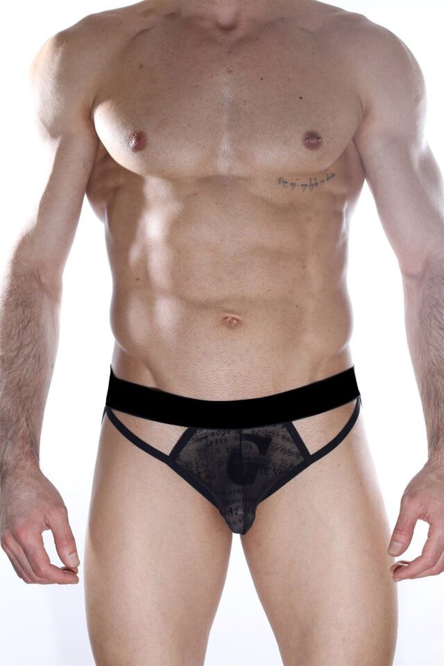 Erkek Siyah Parlak Düz Jockstrap Fantezi İç Çamaşırı