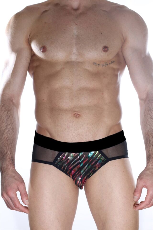 Erkek Siyah Tüllü Parlak Jockstrap Fantezi İç Çamaşırı