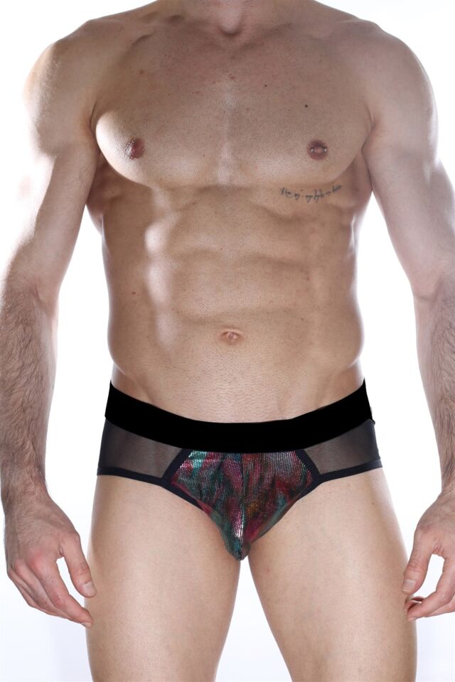 Erkek Siyah Tüllü Desenli Jockstrap Fantezi İç Çamaşırı