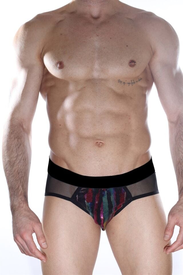 Erkek Siyah Tüllü Desenli Jockstrap Fantezi İç Çamaşırı