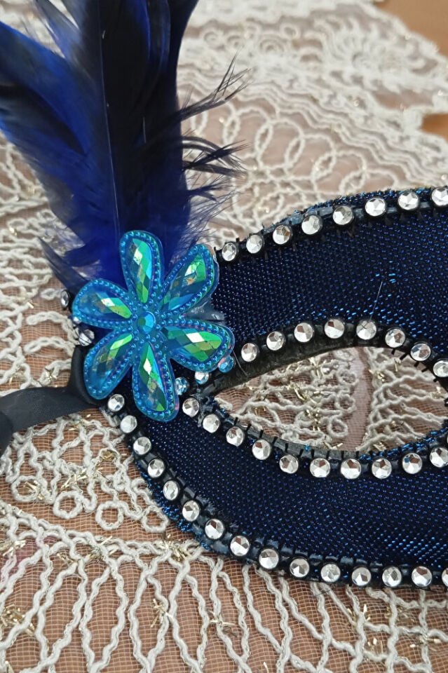 Parıltılı Saks Parti Maskesi – El Yapımı, Karnaval & Maskeli Balo Aksesuar Unisex