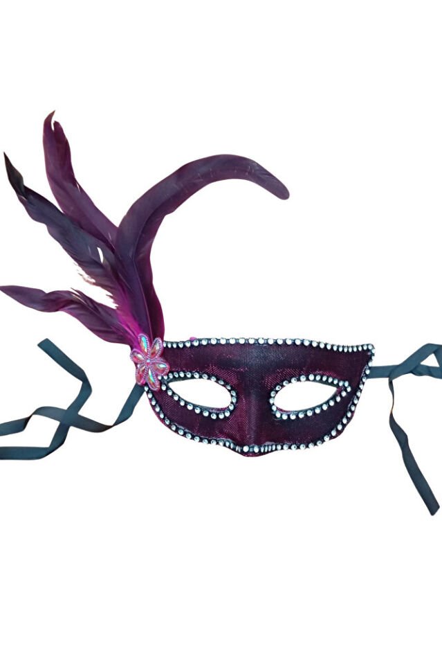 Parıltılı Bordo Parti Maskesi – El Yapımı, Karnaval & Maskeli Balo Aksesuar Unisex