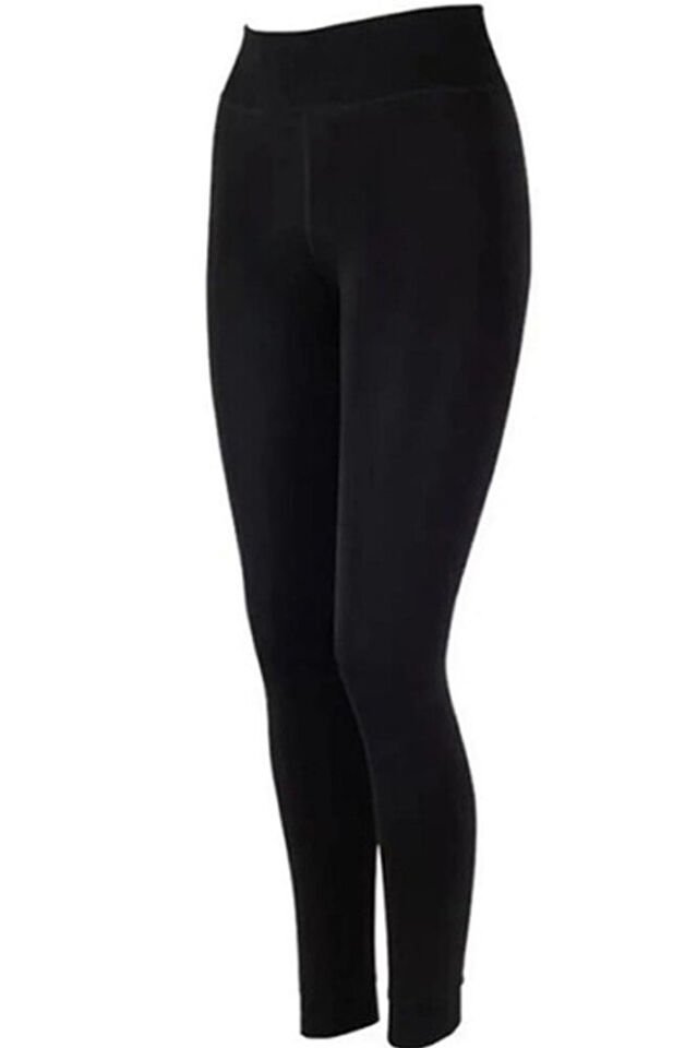 Kadın Siyah Termal İçlik Tayt – Yüksek Bel, İçi Peluş Polar, Bilek Bantlı, Kışlık