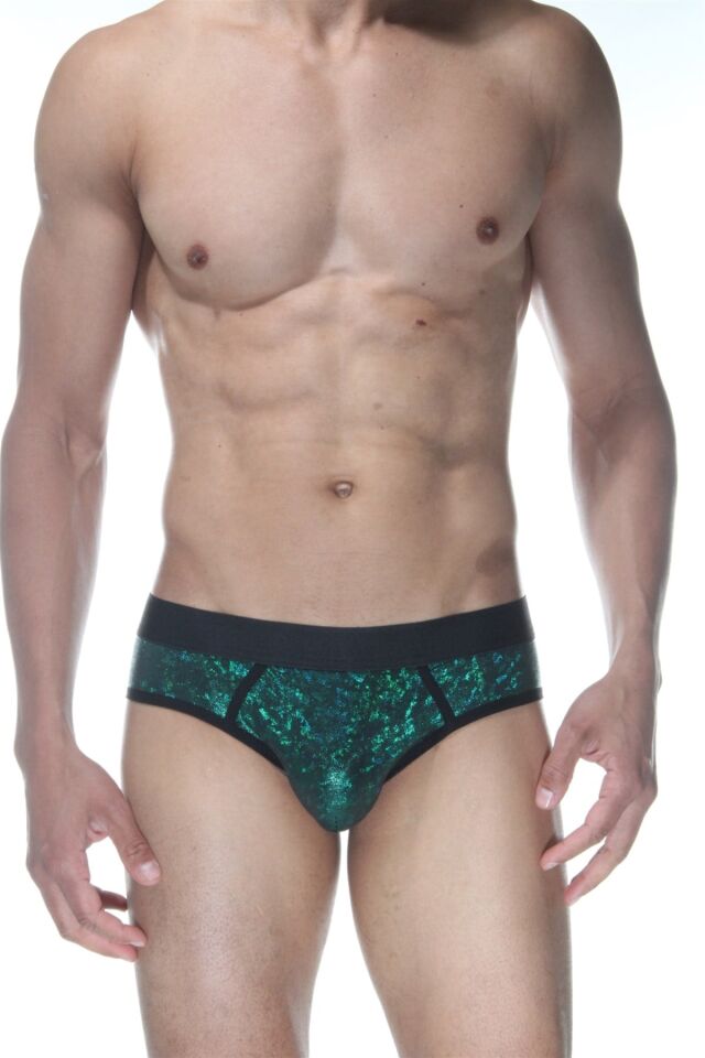 Erkek Zümrüt Biyeli Parlak Jockstrap Fantezi İç Çamaşırı