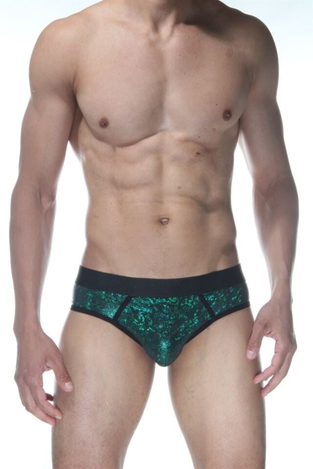 Erkek Zümrüt Biyeli Parlak Jockstrap Fantezi İç Çamaşırı