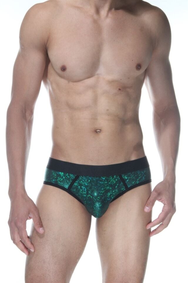Erkek Zümrüt Biyeli Parlak Jockstrap Fantezi İç Çamaşırı
