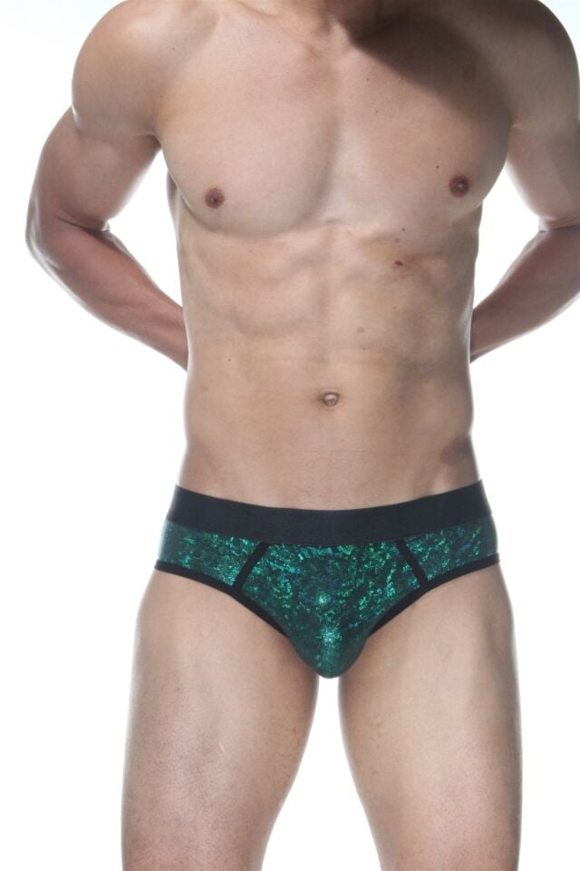 Erkek Zümrüt Biyeli Parlak Jockstrap Fantezi İç Çamaşırı