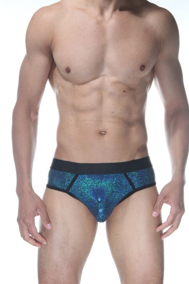 Erkek Mavi Biyeli Parlak Jockstrap Fantezi İç Çamaşırı