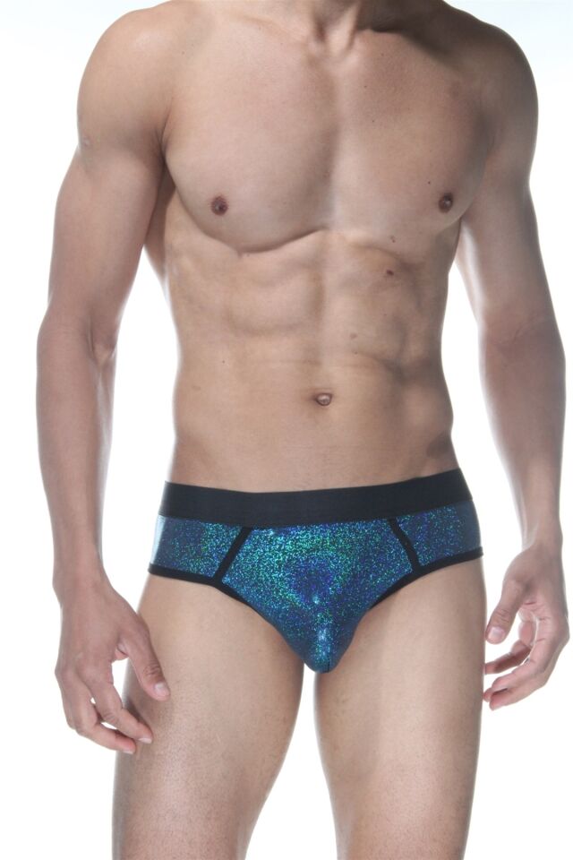 Erkek Mavi Biyeli Parlak Jockstrap Fantezi İç Çamaşırı