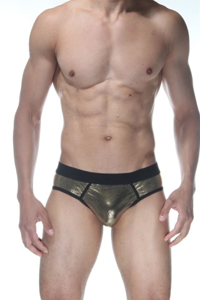 Erkek Gold Biyeli Parlak Jockstrap Fantezi İç Çamaşırı