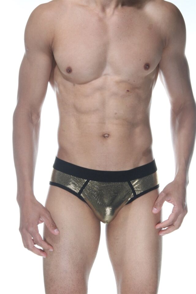 Erkek Gold Biyeli Parlak Jockstrap Fantezi İç Çamaşırı