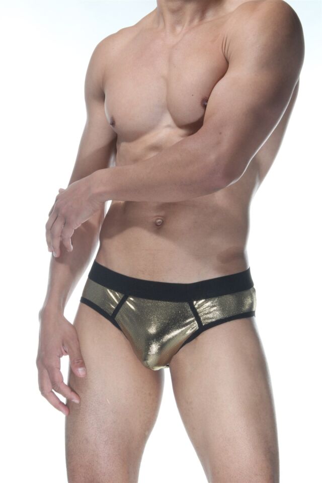 Erkek Gold Biyeli Parlak Jockstrap Fantezi İç Çamaşırı