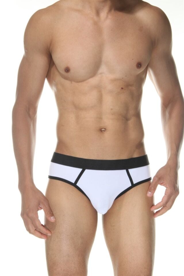 Erkek Beyaz Biyeli Jockstrap Fantezi İç Çamaşırı