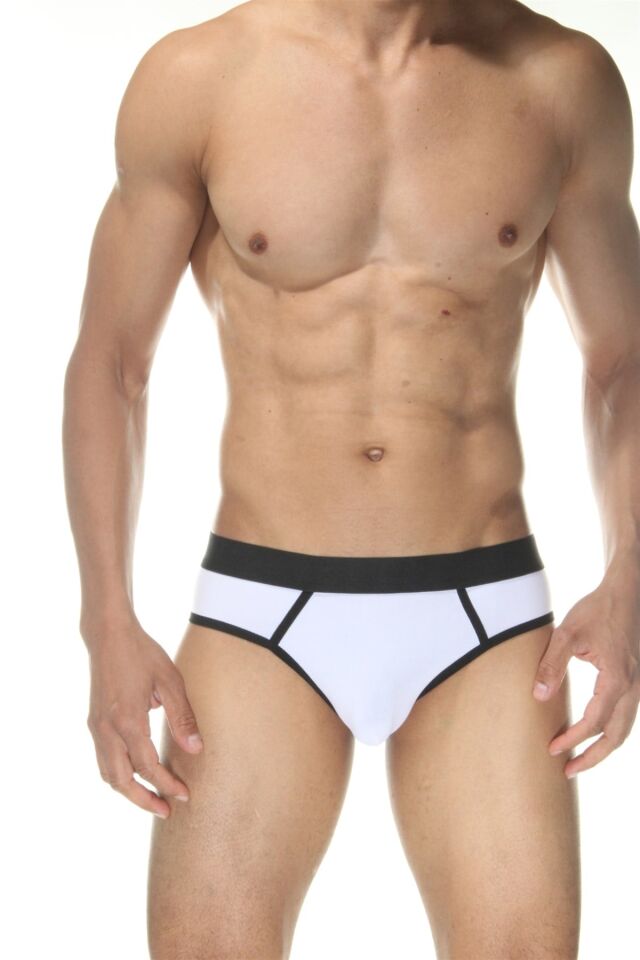 Erkek Beyaz Biyeli Jockstrap Fantezi İç Çamaşırı