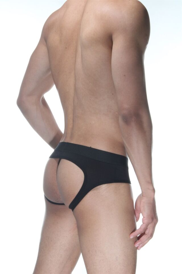 Erkek Siyah Düz Jockstrap Fantezi İç Çamaşırı