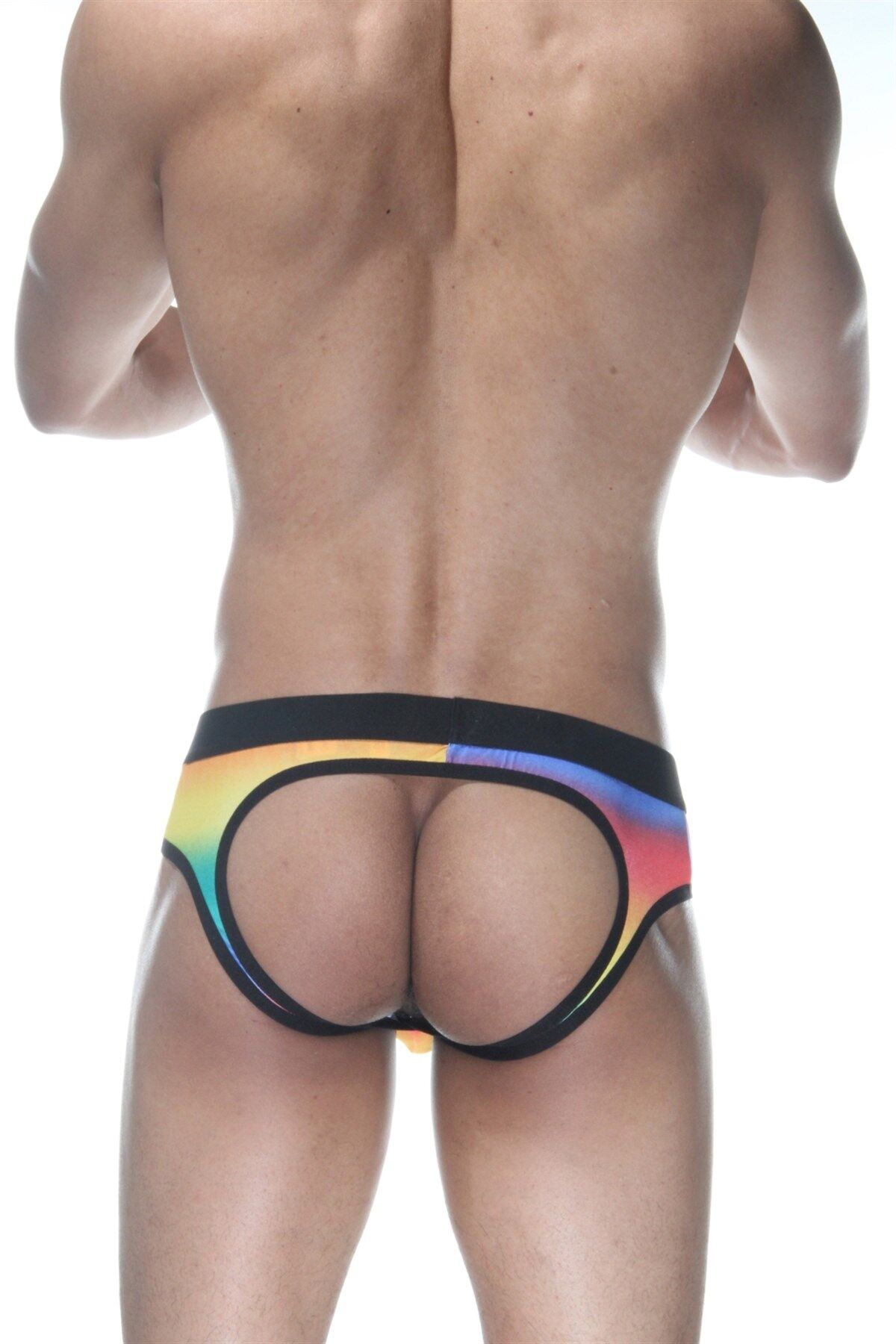 Erkek Renkli Gökkuşağı Jockstrap Fantezi İç Çamaşırı