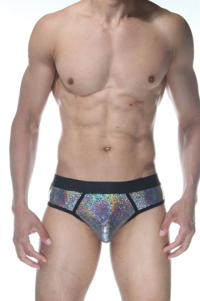 Erkek Gümüş Hologramlı Jockstrap Fantezi İç Çamaşırı