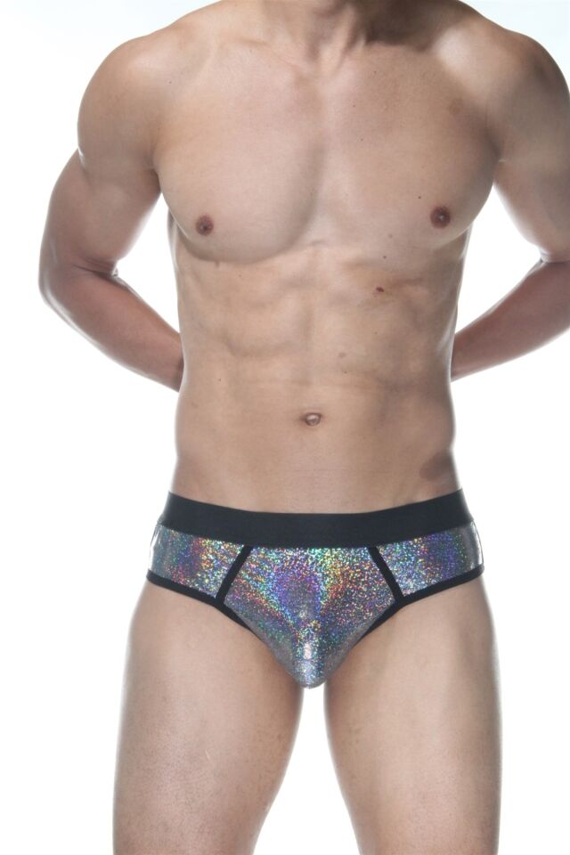 Erkek Gümüş Hologramlı Jockstrap Fantezi İç Çamaşırı