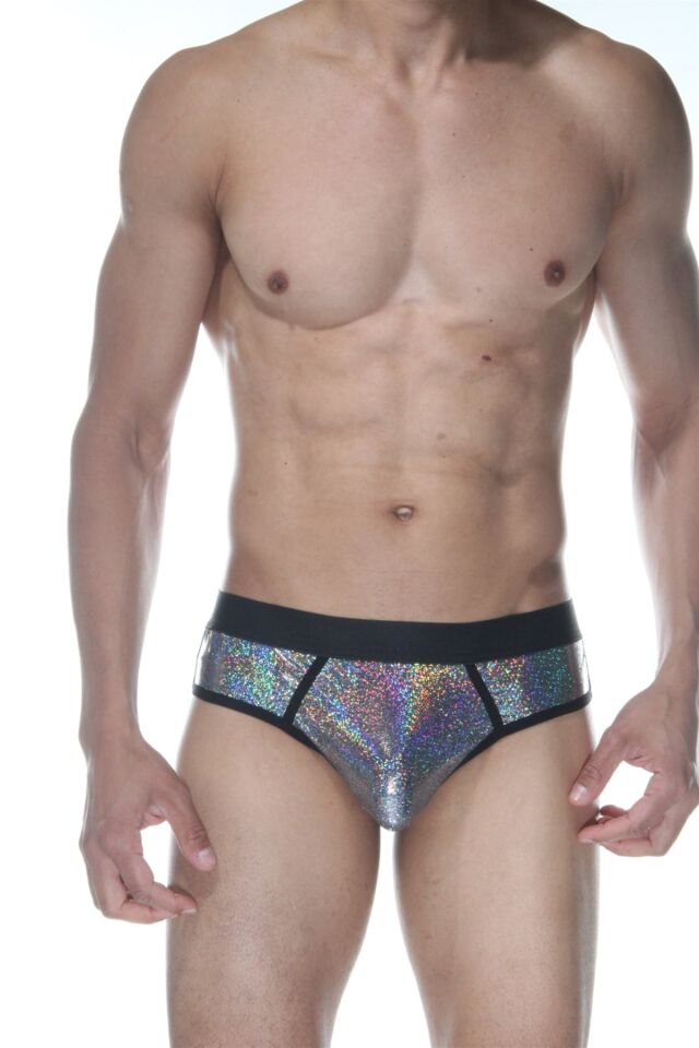 Erkek Gümüş Hologramlı Jockstrap Fantezi İç Çamaşırı