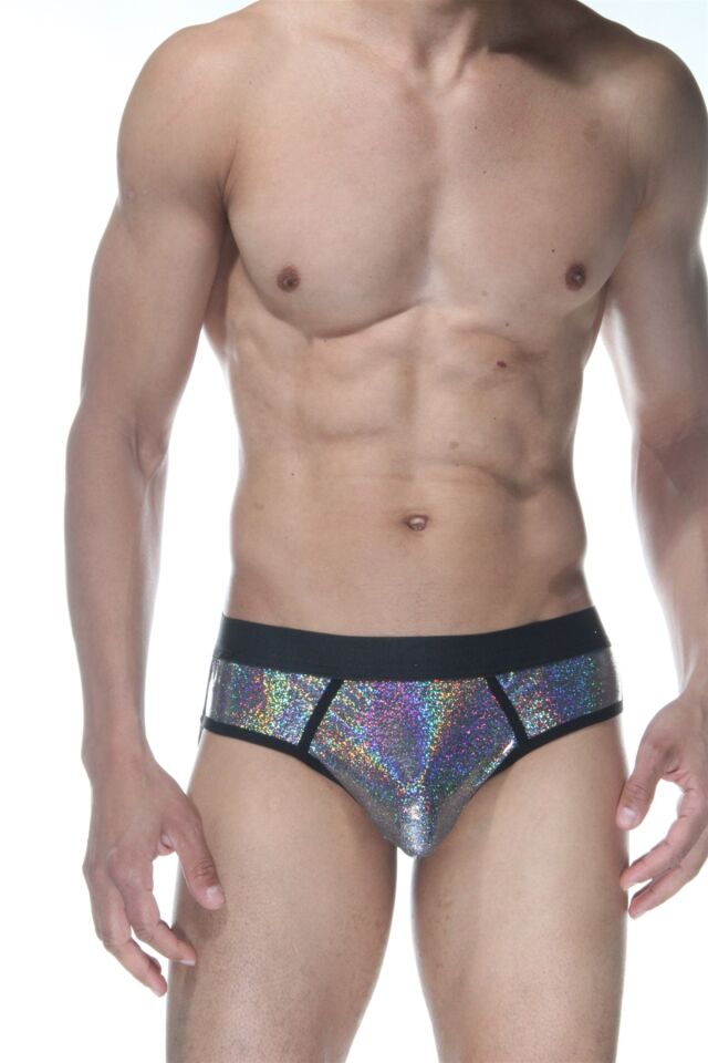Erkek Gümüş Hologramlı Jockstrap Fantezi İç Çamaşırı