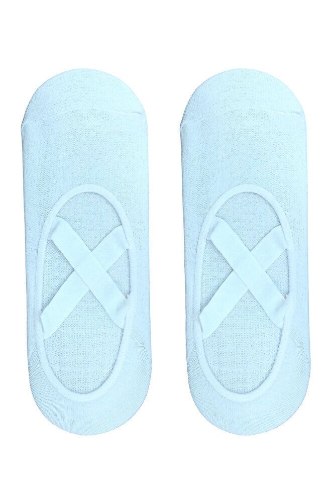 Beyaz Kadın Pamuk Silikon Kaymaz Taban, Çapraz Lastikli Spor, Pilates, Yoga Çorabı