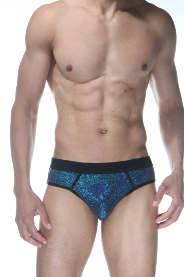 Erkek Mavi Parlak Jockstrap Fantezi İç Çamaşırı