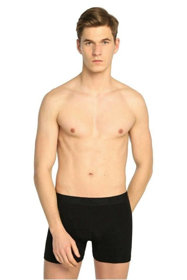 3'lü Tutku Erkek Siyah Likralı Pamuklu Elastan Boxer – Nefes Alabilir Kumaş – Lastikli Bel - 114