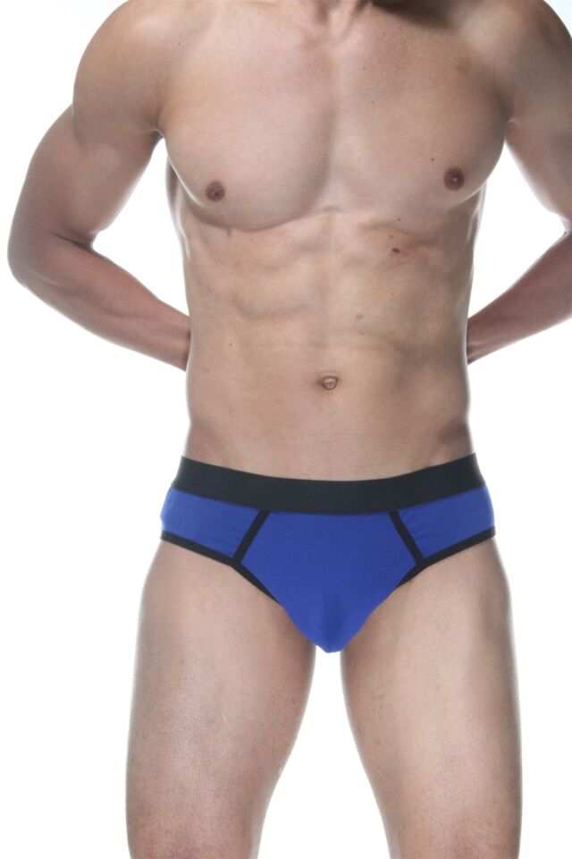 Erkek Mavi Biyeli Jockstrap Fantezi İç Çamaşırı