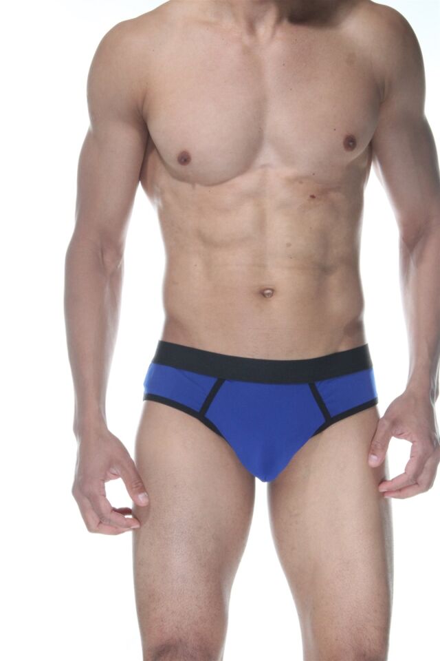 Erkek Mavi Biyeli Jockstrap Fantezi İç Çamaşırı