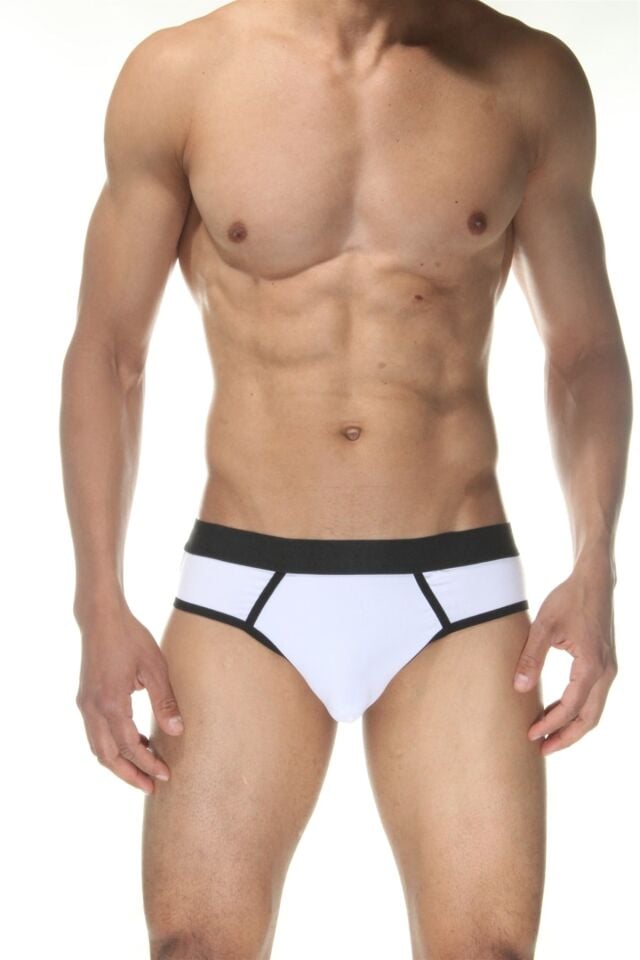 Erkek Beyaz Biyeli Jockstrap Fantezi İç Çamaşırı