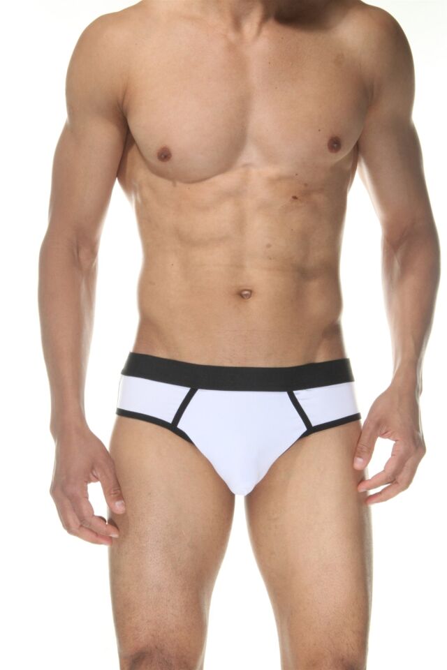 Erkek Beyaz Biyeli Jockstrap Fantezi İç Çamaşırı
