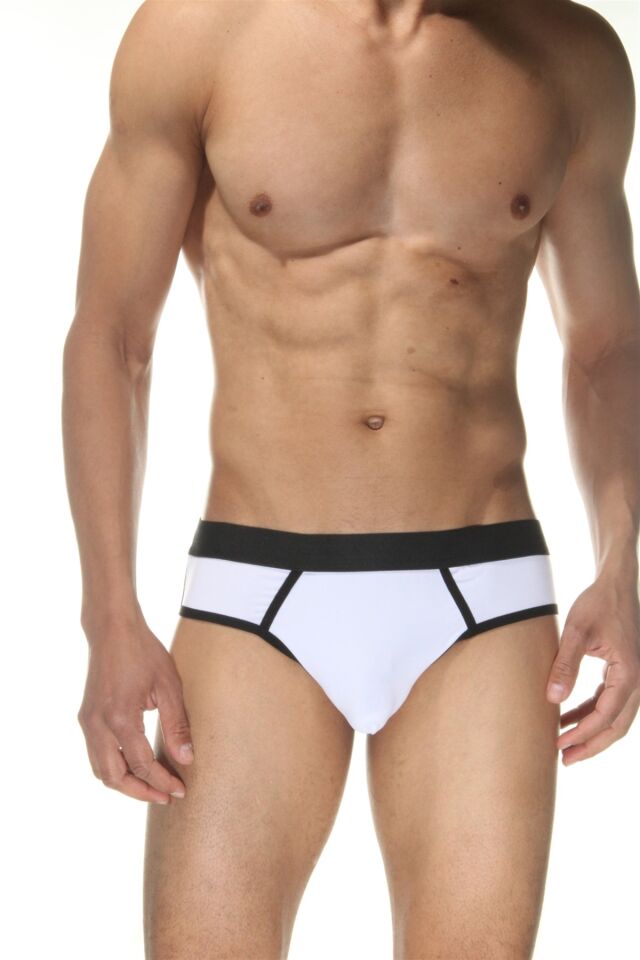Erkek Beyaz Biyeli Jockstrap Fantezi İç Çamaşırı