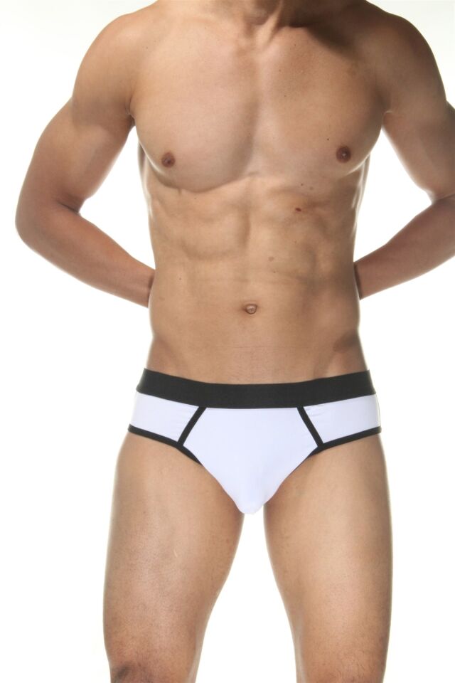 Erkek Beyaz Biyeli Jockstrap Fantezi İç Çamaşırı