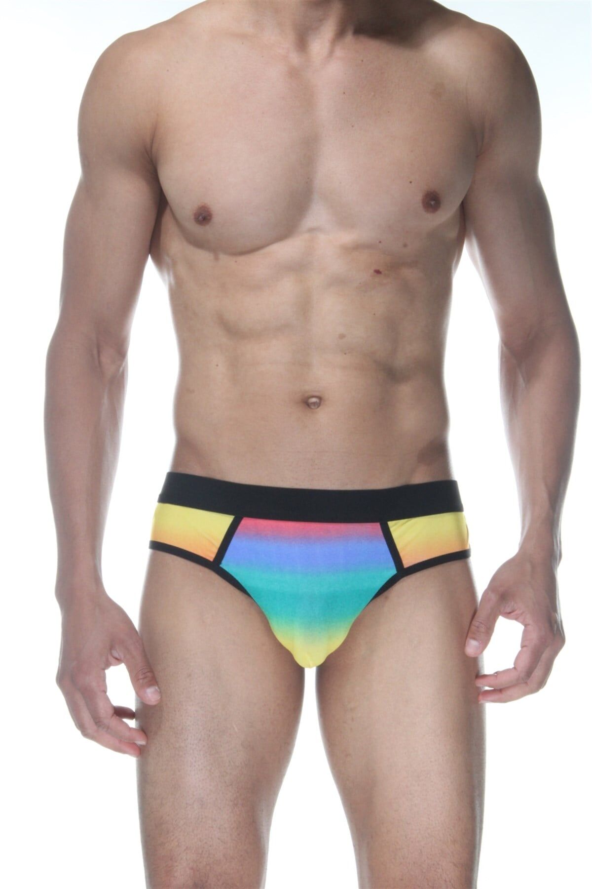 Erkek Renkli Gökkuşağı Jockstrap Fantezi İç Çamaşırı