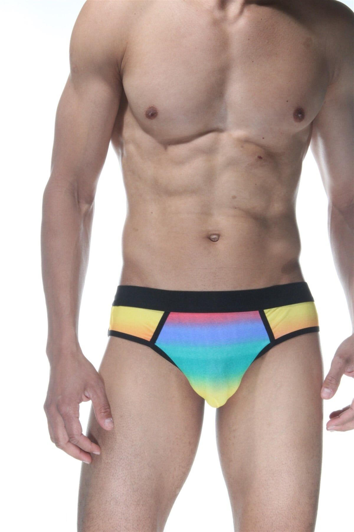 Erkek Renkli Gökkuşağı Jockstrap Fantezi İç Çamaşırı