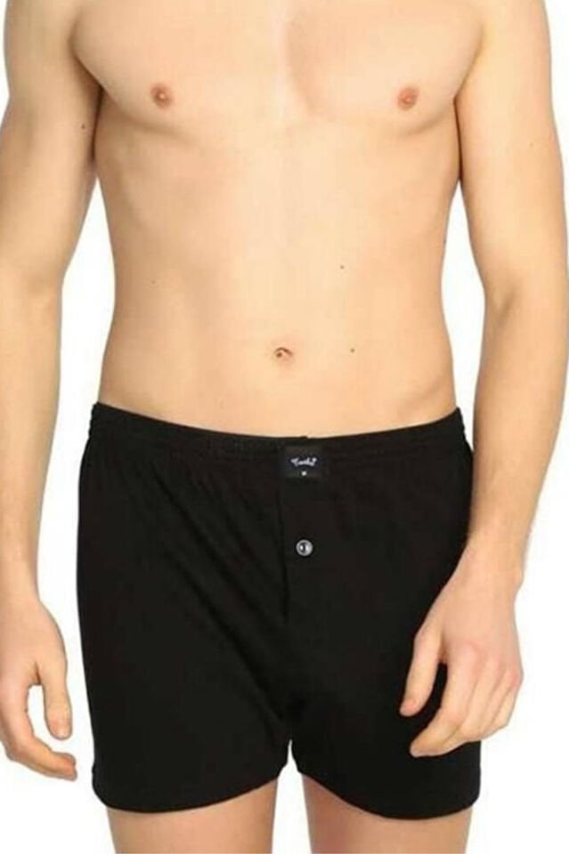 3'lü Tutku Penye Düz Düğmeli Erkek Boxer Rahat Kalıp %100 Pamuk 117 Füme