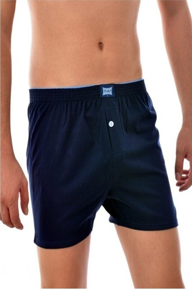 3'lü Tutku Penye Düz Düğmeli Erkek Boxer Rahat Kalıp %100 Pamuk 117 Füme