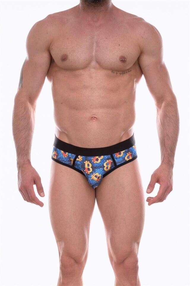Erkek Bitcoin Desenli Jockstrap Fantezi İç Çamaşırı