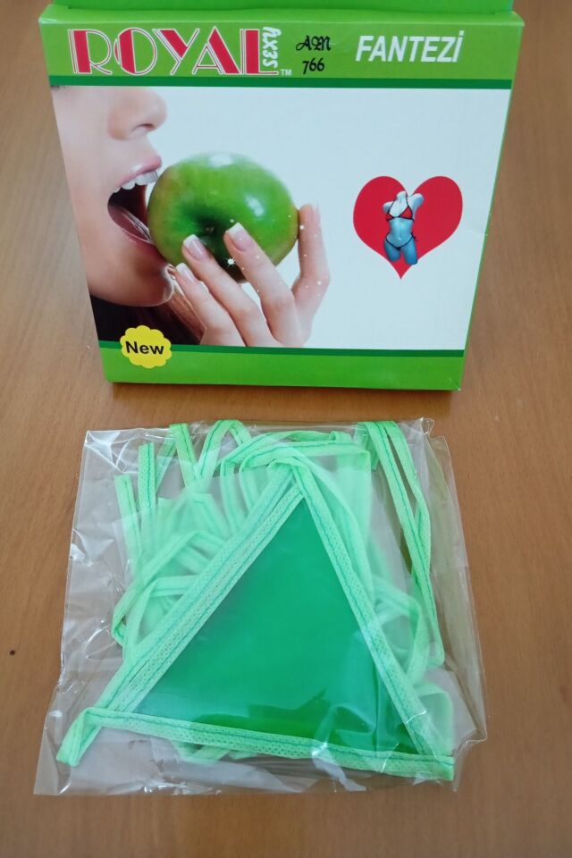 Kadın Yenilebilir İç Çamaşır Fantazi Sütyen Külot Takım Aromalı Yeşil Elmalı