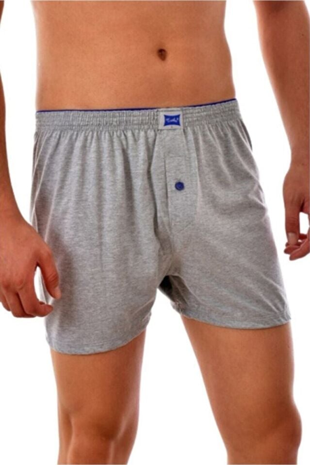 4'lü Tutku Erkek Boxer – %100 Pamuk, Düğmeli, Havlu Bel Rahat Kalıp – Siyah Füme Lacivert Gri 117