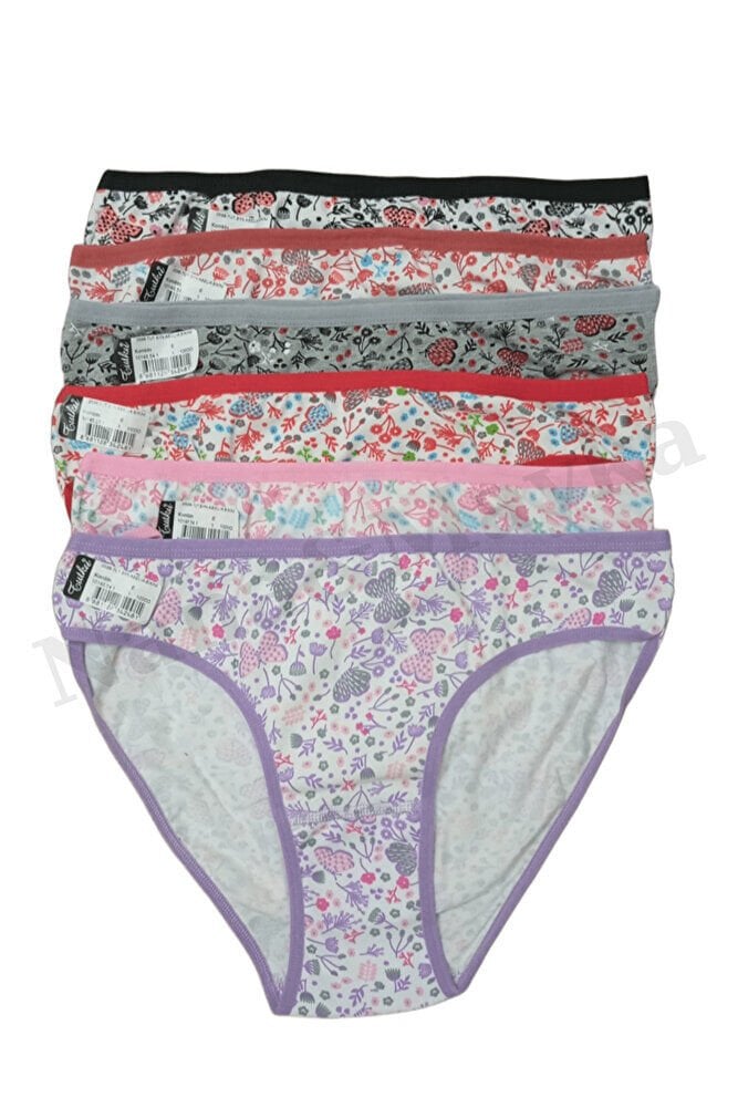 Nana & Mayka 6'lı Tutku Abelia Bikini Kadın Slip Külot – Çiçek Desenli Karışık Renk Pamuklu L-XL 598