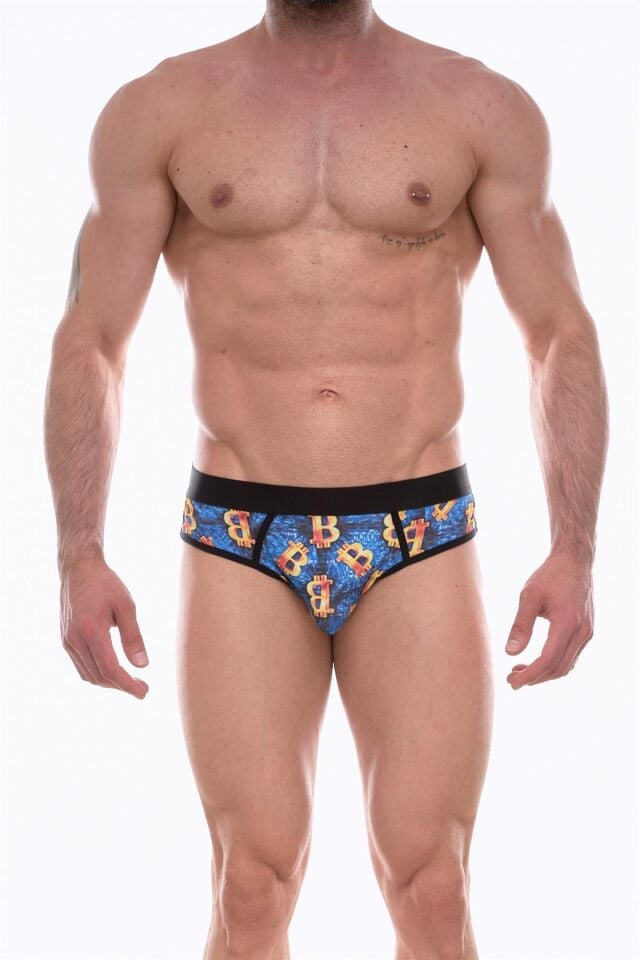 Erkek Bitcoin Desenli Jockstrap Fantezi İç Çamaşırı