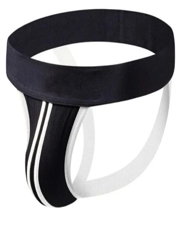 Erkek Siyah Şeritli Jockstrap Fantezi İç Çamaşırı