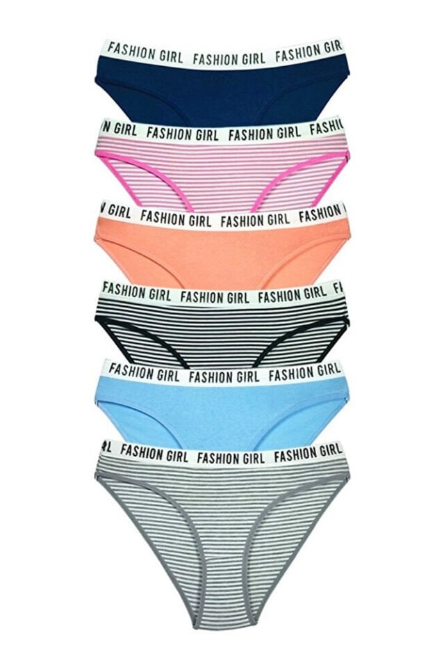 Tutku 6'lı Kadın Slip Külot – Çok Renkli Hera Fashion Girl Pamuklu Iç Çamaşırı 540 Standart M - L