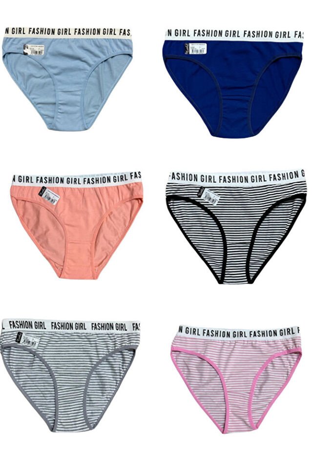 Tutku 6'lı Kadın Slip Külot – Çok Renkli Hera Fashion Girl Pamuklu Iç Çamaşırı 540 Standart M - L