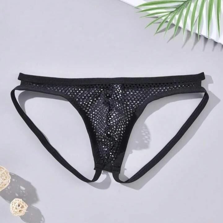 Erkek Siyah Parlak Jockstrap Fantezi İç Çamaşırı